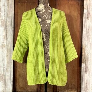 CHICO’S 3 Cardigan Lime Green Sweater